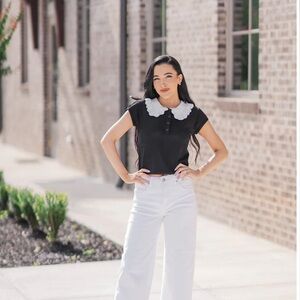 NEW TCEC Dollhouse Knit Top in Black Size Large